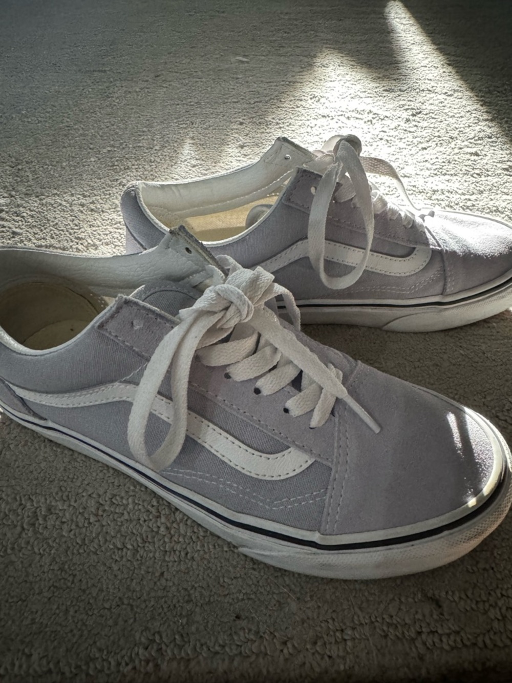 Vans Low-Top Canvas Sneakers in Light Purple/Gray & White